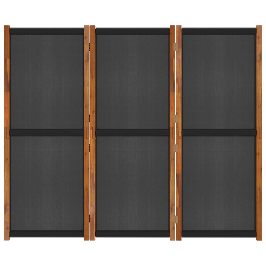  3-tlg. Raumteiler Schwarz 210x180 cm