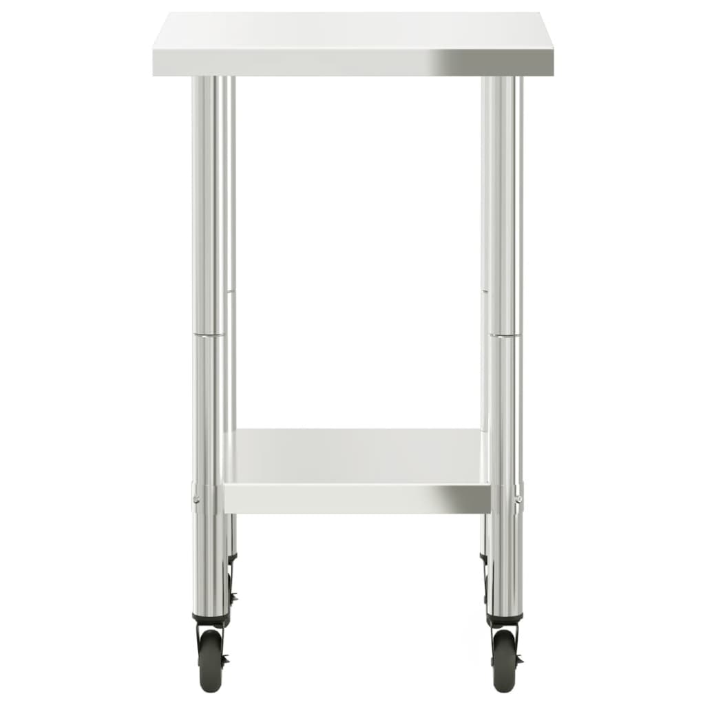  Küchen-Arbeitstisch mit Rollen 55x55x85 cm Edelstahl