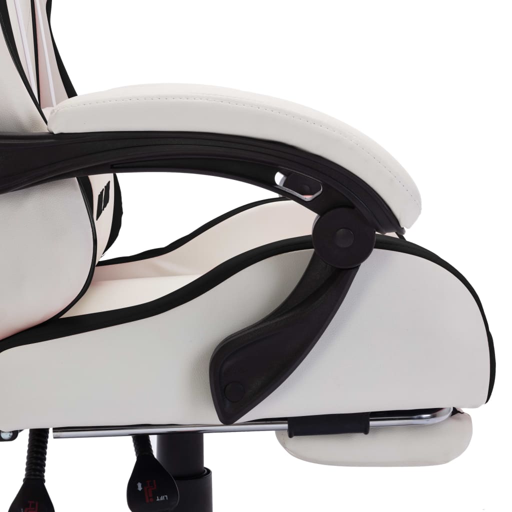  Gaming-Stuhl mit RGB LED-Leuchten Schwarz und Weiß Kunstleder 