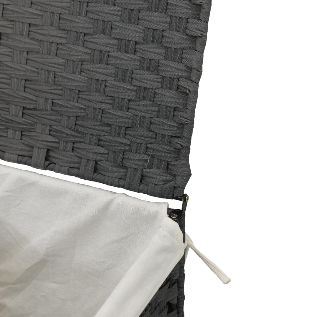  Wäschekorb mit Deckel Grau 46x33x60 cm Poly Rattan