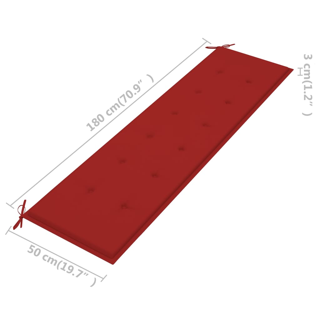  Gartenbank-Auflage Rot 180x50x3 cm Oxford-Gewebe