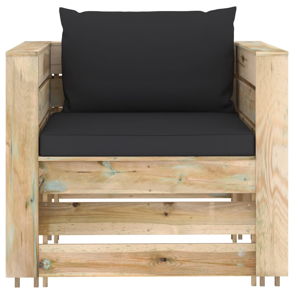  2-tlg. Garten-Lounge-Set mit Kissen Grün Imprägniertes Holz