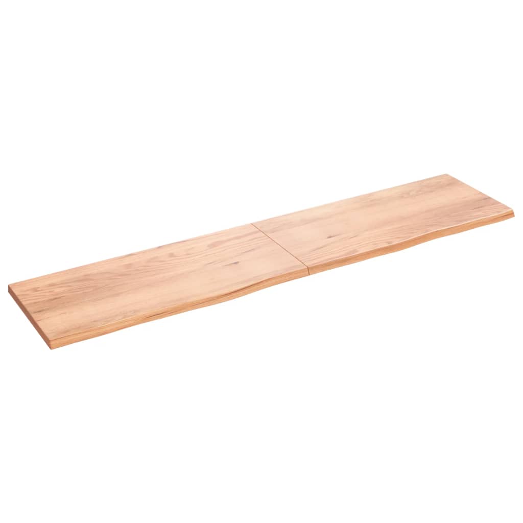  Tischplatte Hellbraun 220x50x(2-4)cm Massivholz Eiche Behandelt