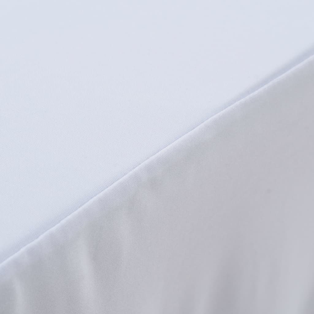  2 Stück Stretch-Tischdecken mit Rand Weiß 120 x 60,5 x 74 cm