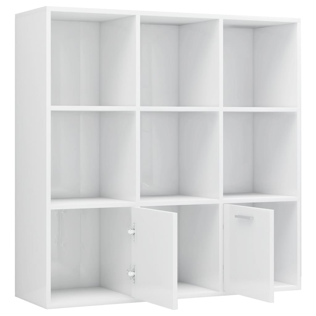  Bücherregal Hochglanz-Weiß 98x30x98 cm Holzwerkstoff