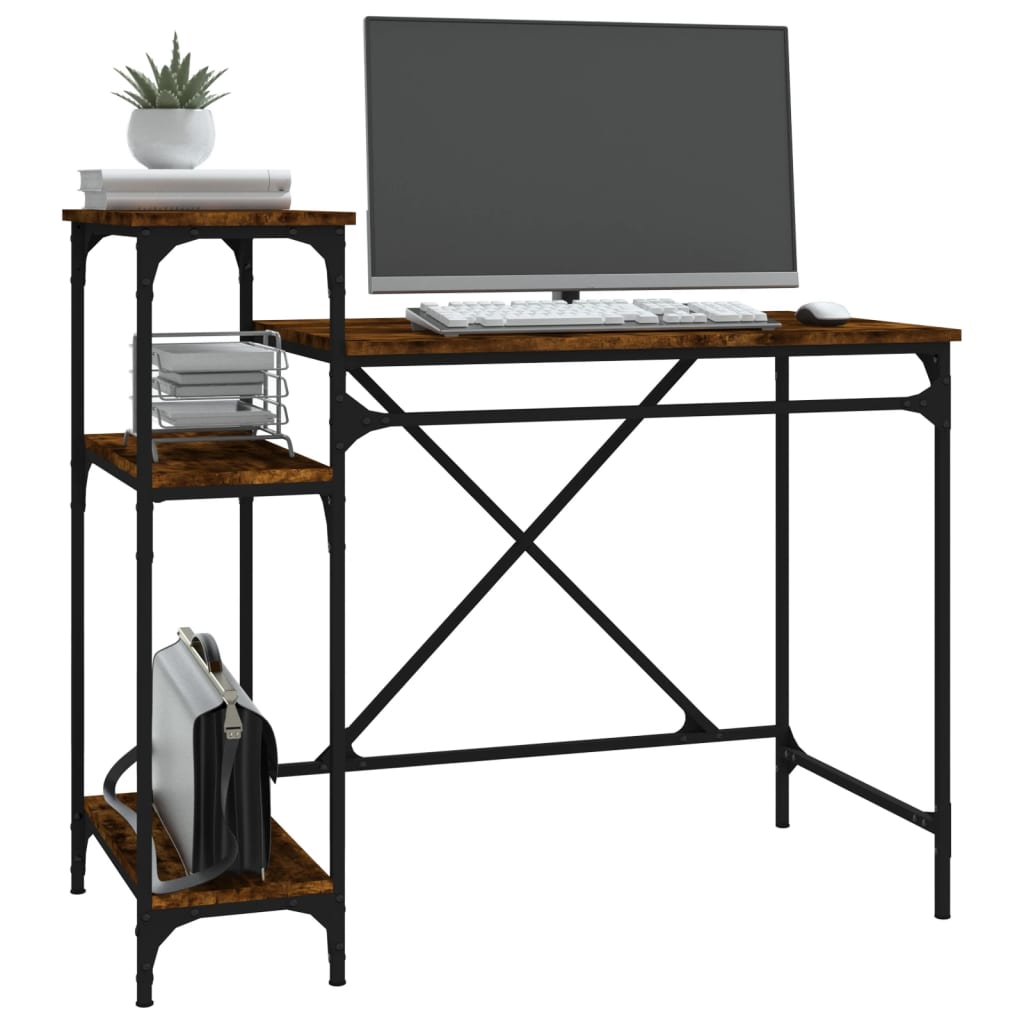  Schreibtisch mit Regal Räuchereiche 105x50x90 cm Holzwerkstoff