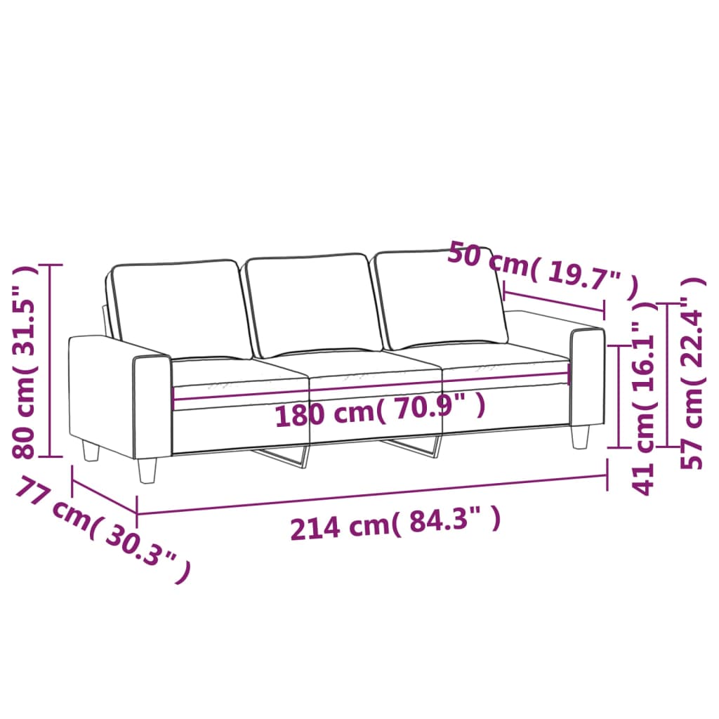  3-Sitzer-Sofa Dunkelgrau 180 cm Stoff