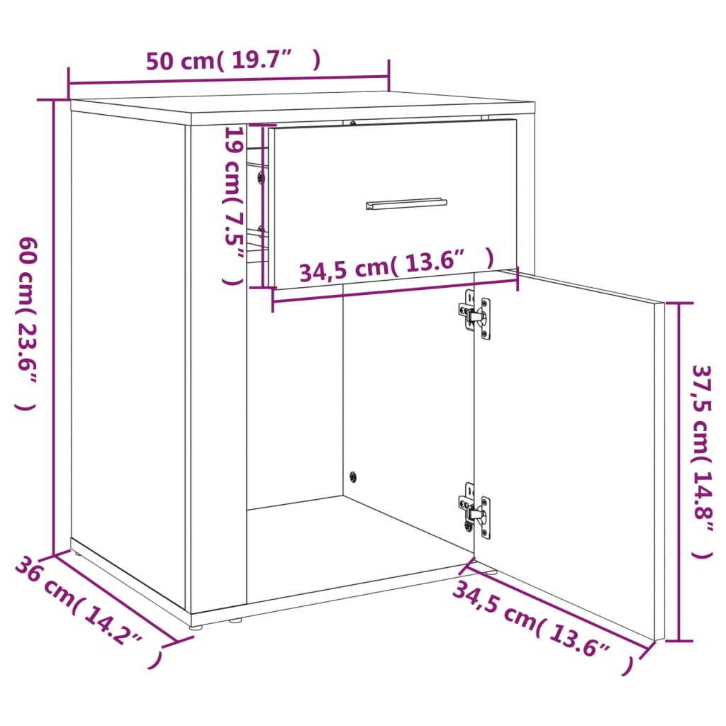  Nachttisch Hochglanz-Weiß 50x36x60 cm Holzwerkstoff