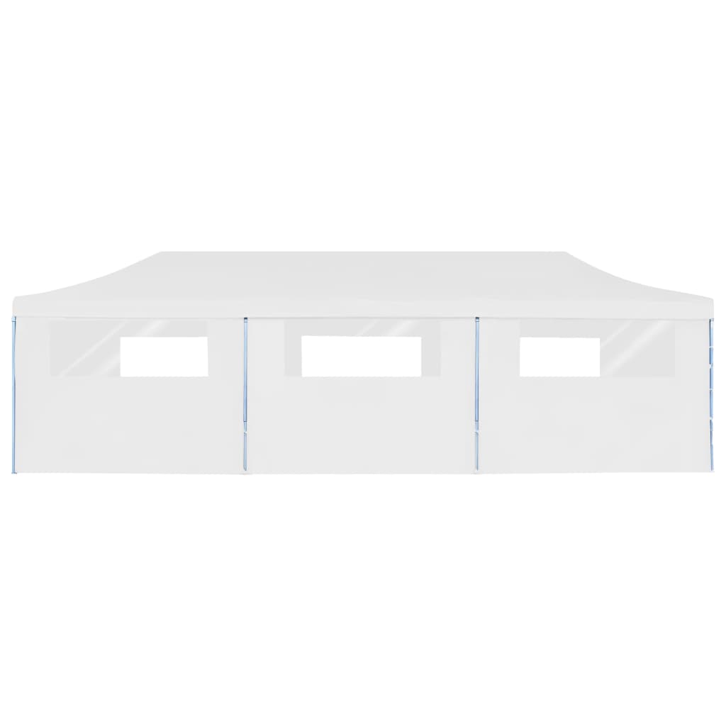  Pop-Up Partyzelt Faltbar mit 8 Seitenwänden 3x9 m Weiß 