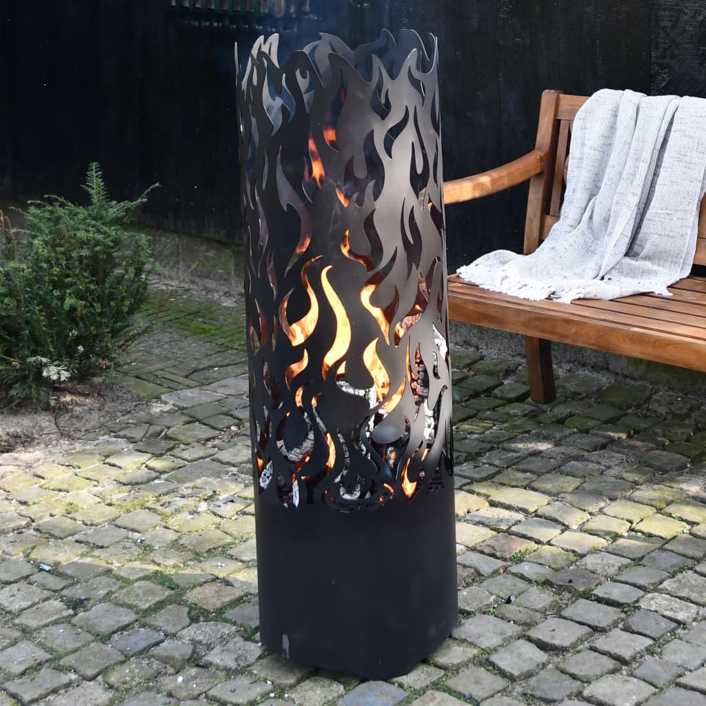 Esschert Design Feuerfass Flames Kohlenstoffstahl Schwarz FF408