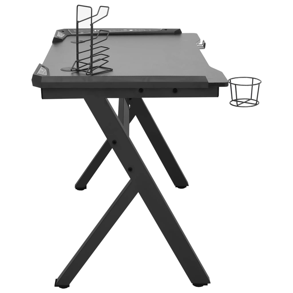  Gaming-Schreibtisch mit LED Y-Gestell Schwarz 110x60x75 cm