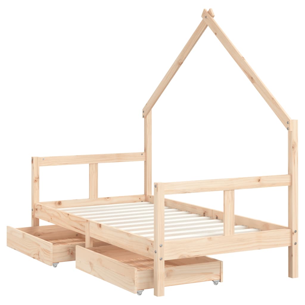  Kinderbett mit Schubladen 80x160 cm Massivholz Kiefer