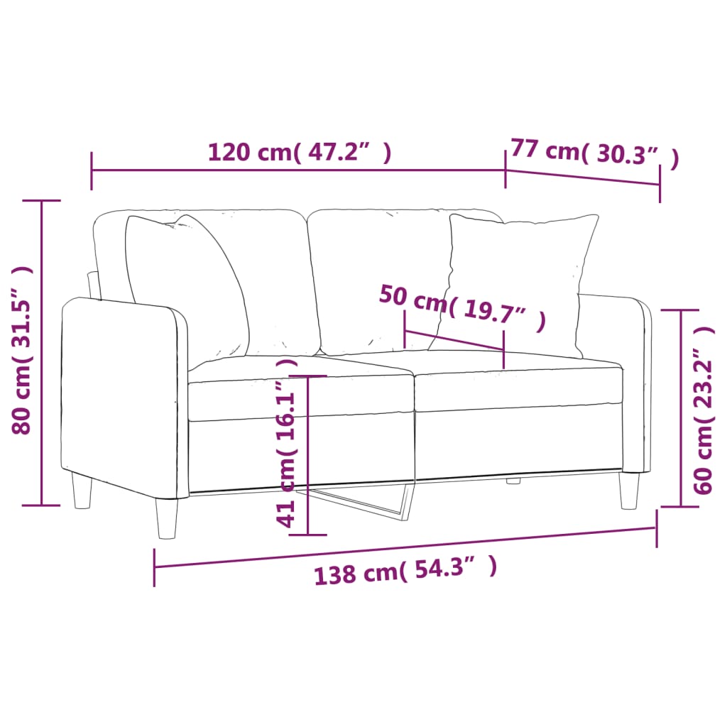  2-Sitzer-Sofa mit Zierkissen Taupe 120 cm Stoff