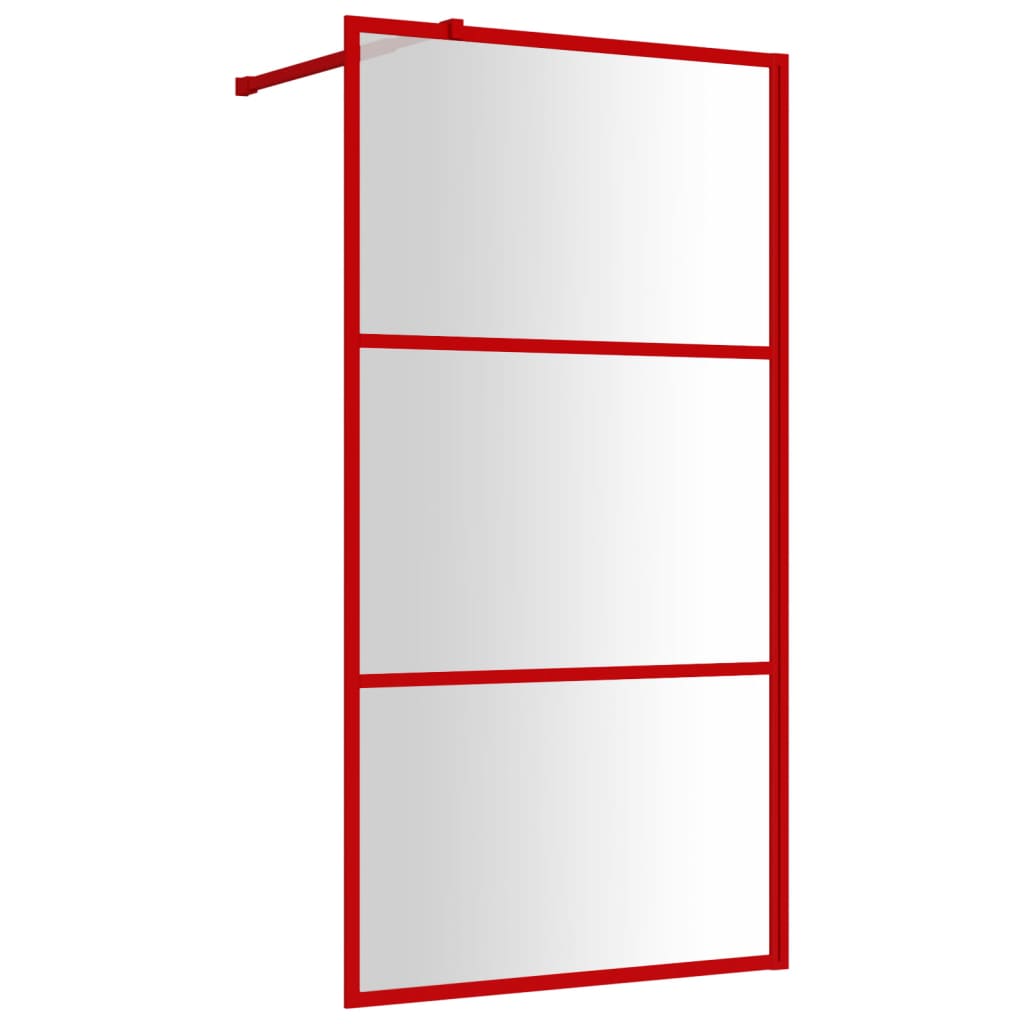  Duschwand für Begehbare Dusche mit ESG Klarglas Rot 115x195 cm