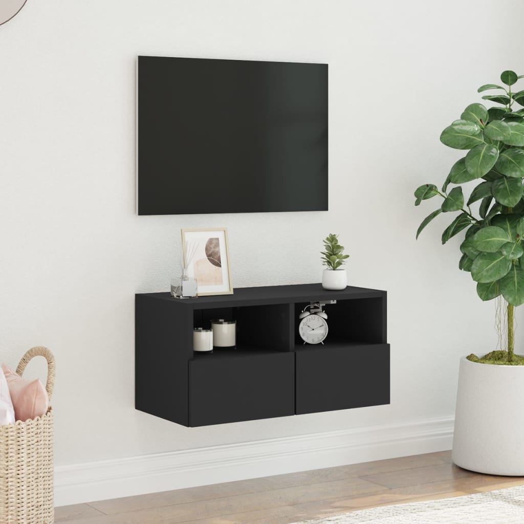  TV-Wandschrank Schwarz 60x30x30 cm Holzwerkstoff