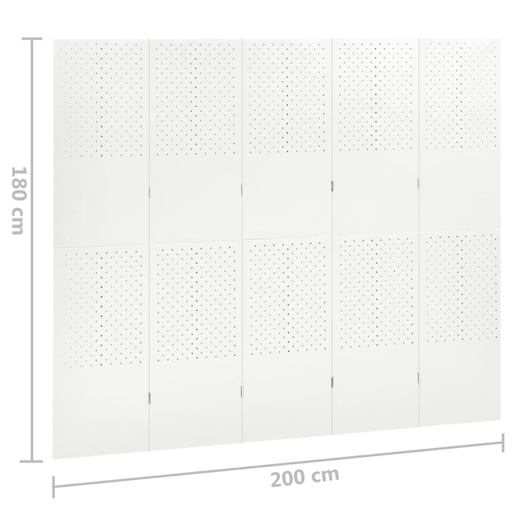  5-tlg. Raumteiler Weiß 200x180 cm Stahl