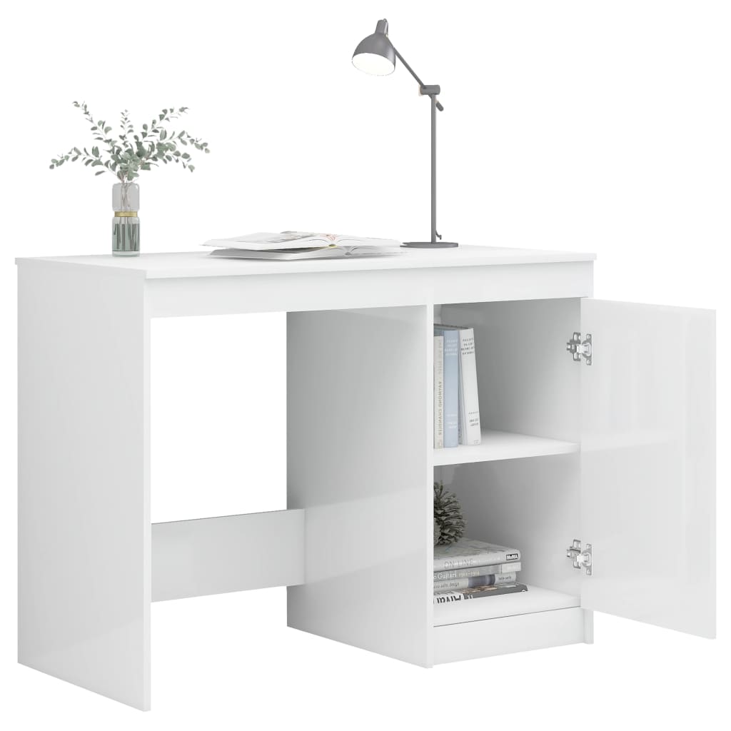  Schreibtisch Hochglanz-Weiß 140x50x76 cm Holzwerkstoff