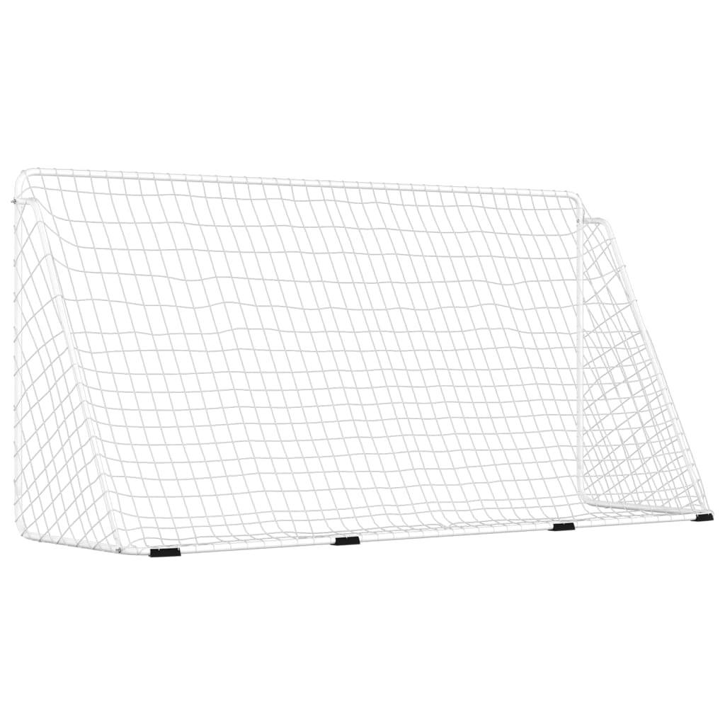  Fußballtor mit Netz Weiß 366x122x182 cm Stahl