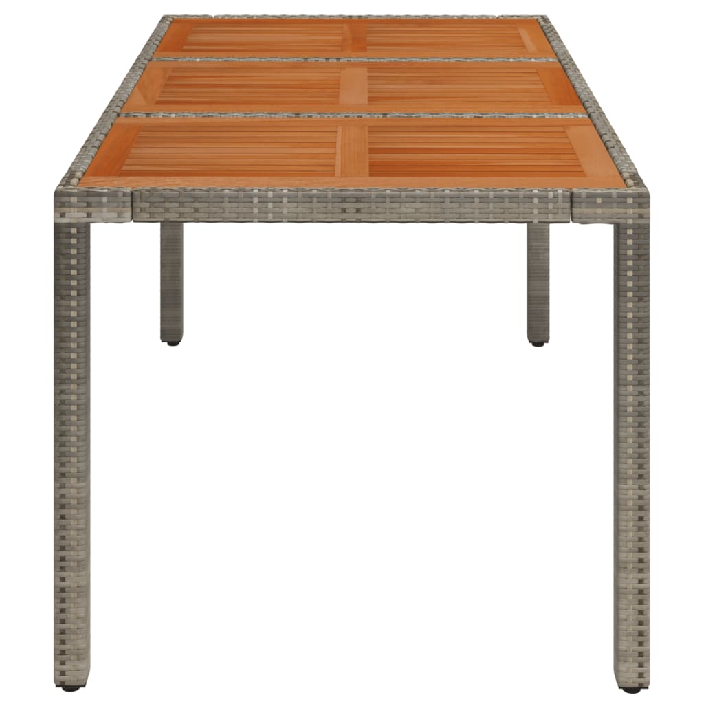  Gartentisch mit Holzplatte Grau 150x90x75 cm Poly Rattan