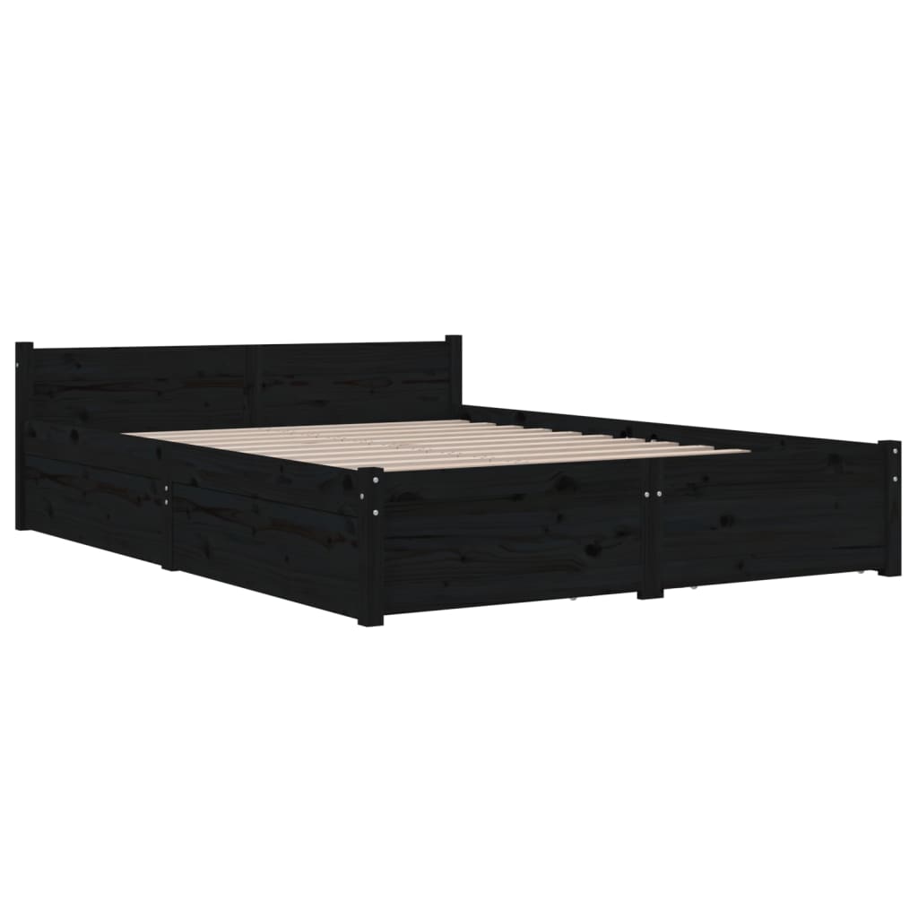  Bett mit Schubladen Schwarz 120x190 cm
