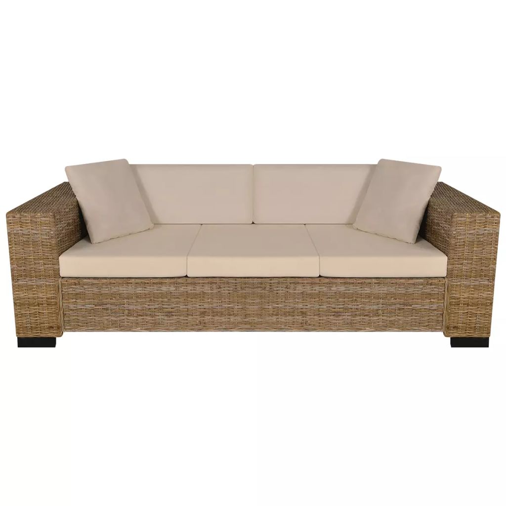  Sofa-Set 2-Sitzer und 3-Sitzer Echtes Rattan 