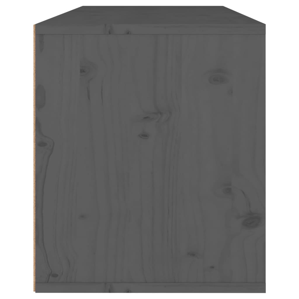  Wandschrank Grau 80x30x35 cm Massivholz Kiefer