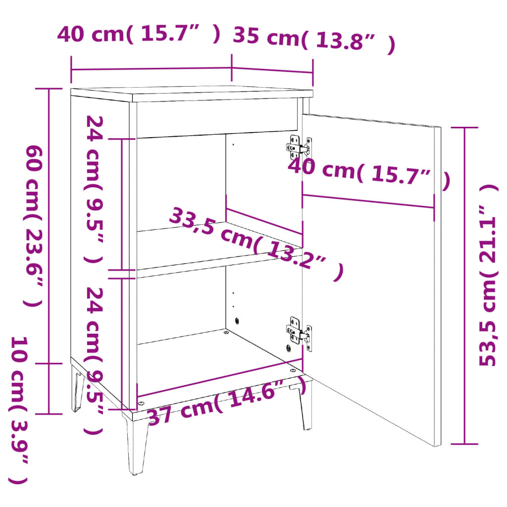  Nachttisch Hochglanz-Weiß 40x35x70 cm Holzwerkstoff