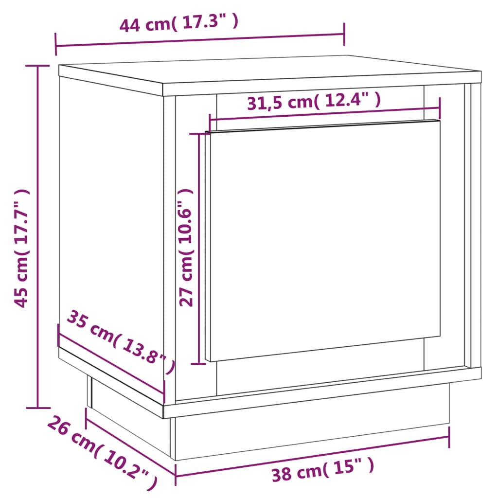  Nachttisch Braun Eichen-Optik 44x35x45 cm Holzwerkstoff