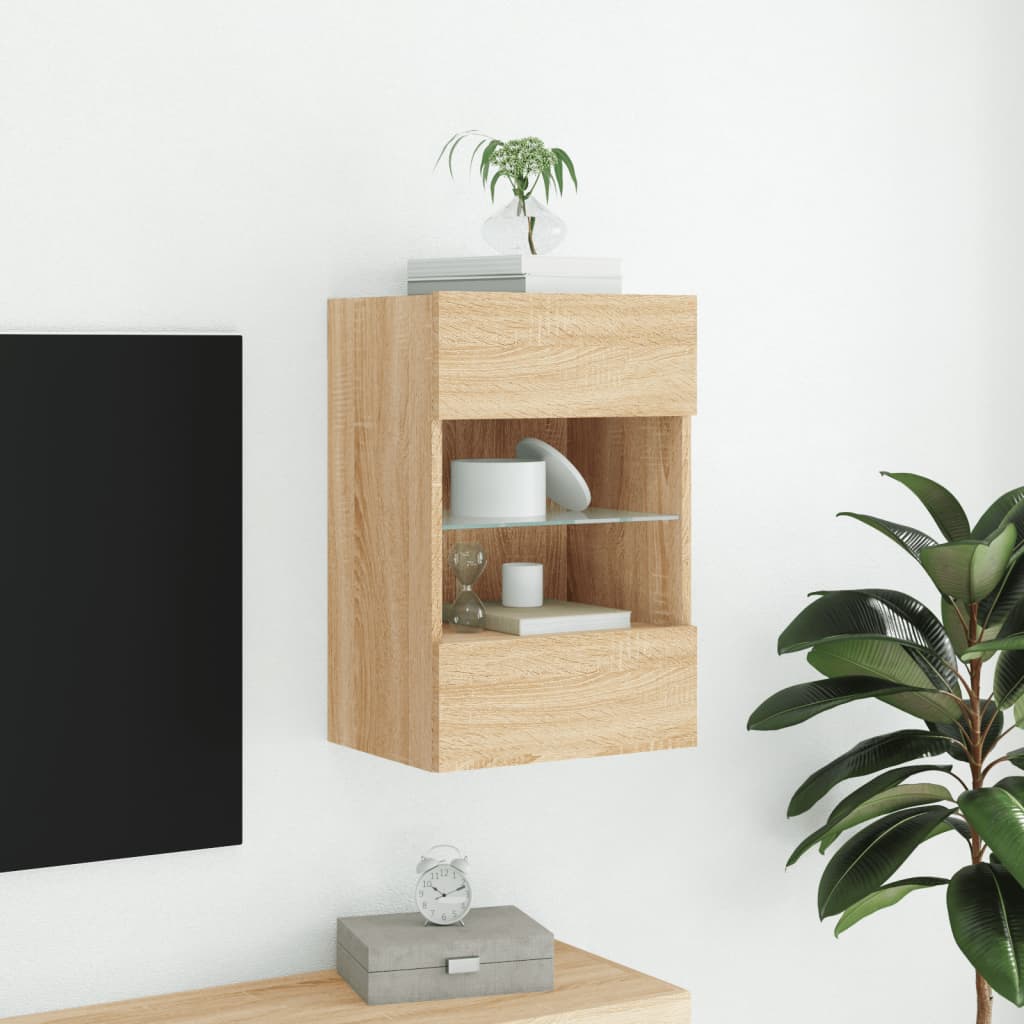  TV-Wandschrank mit LED-Leuchten Sonoma-Eiche 40x30x60,5 cm