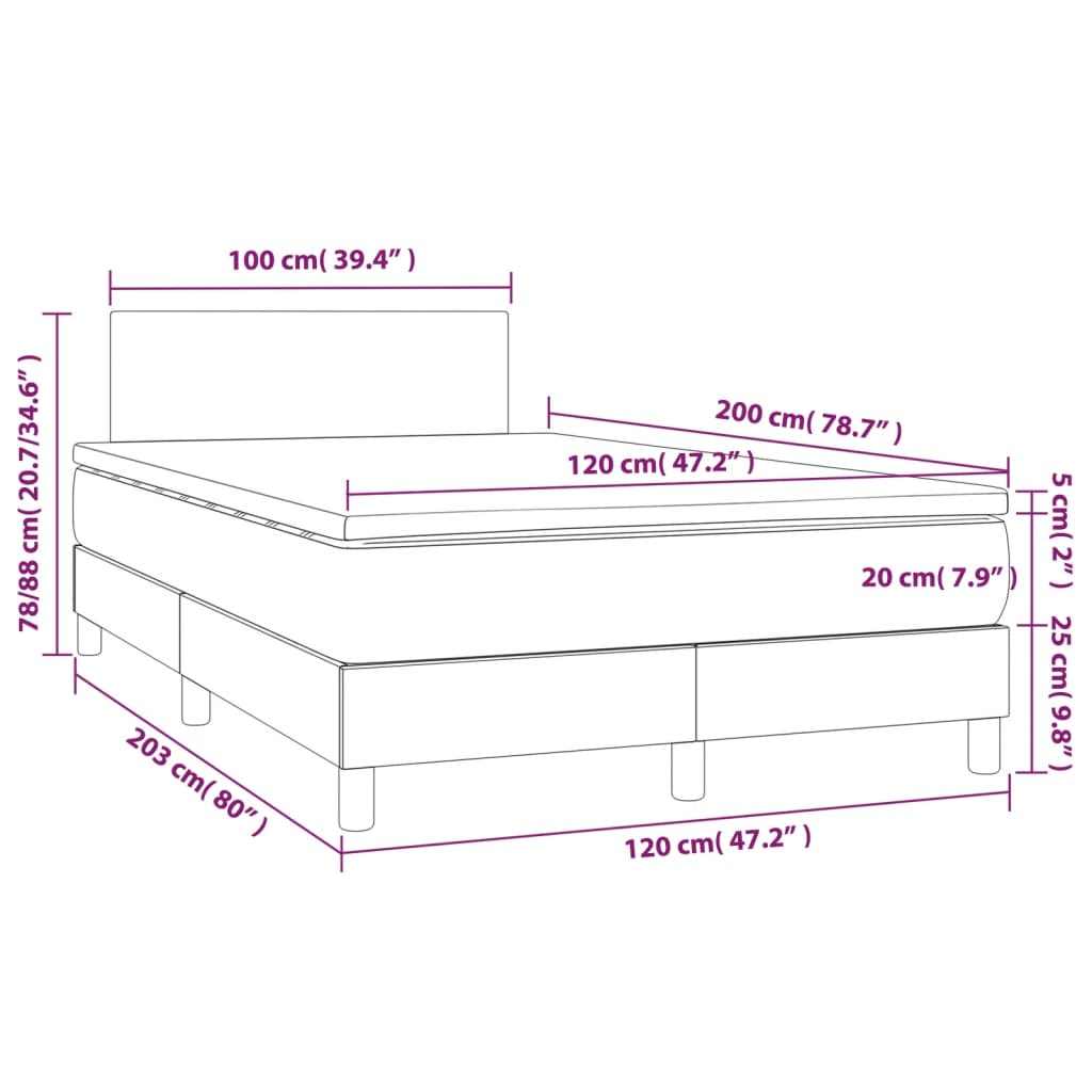  Boxspringbett mit Matratze & LED Weiß 120x200 cm Kunstleder