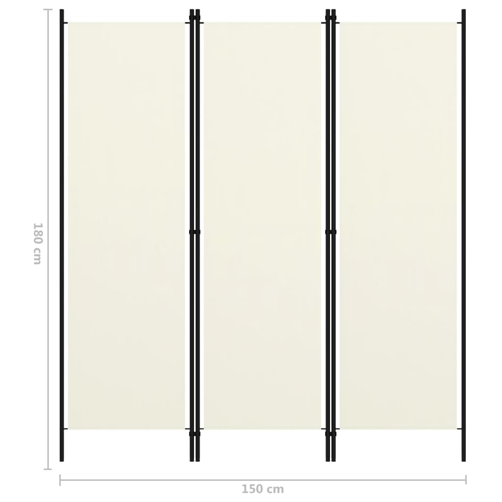  3-tlg. Raumteiler Weiß 150x180 cm