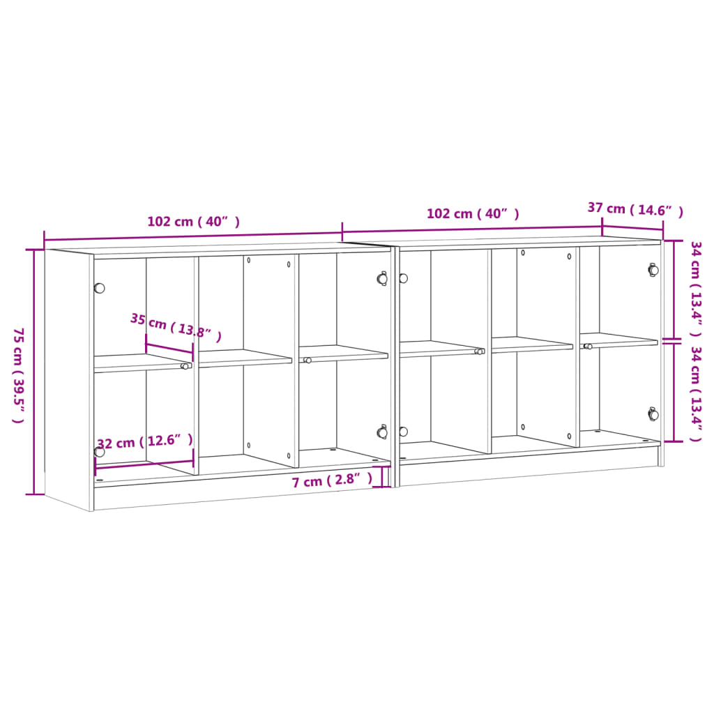  Bücherschrank mit Türen Betongrau 204x37x75 cm Holzwerkstoff