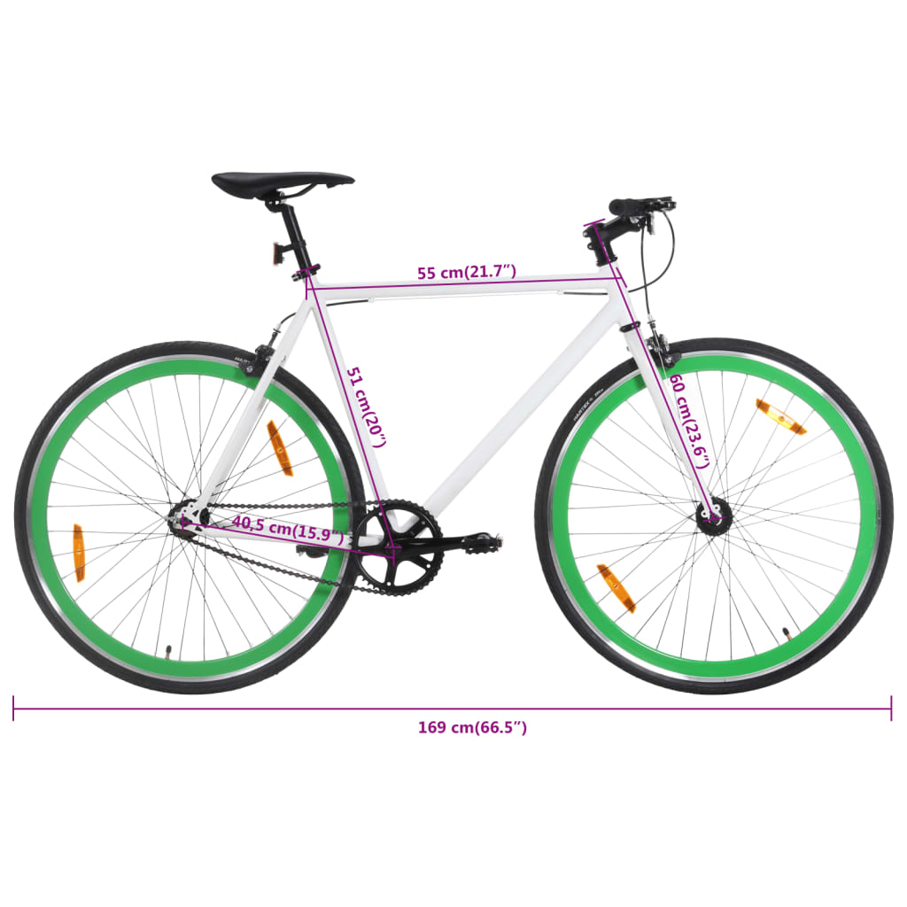  Fahrrad mit Festem Gang Weiß und Grün 700c 51 cm