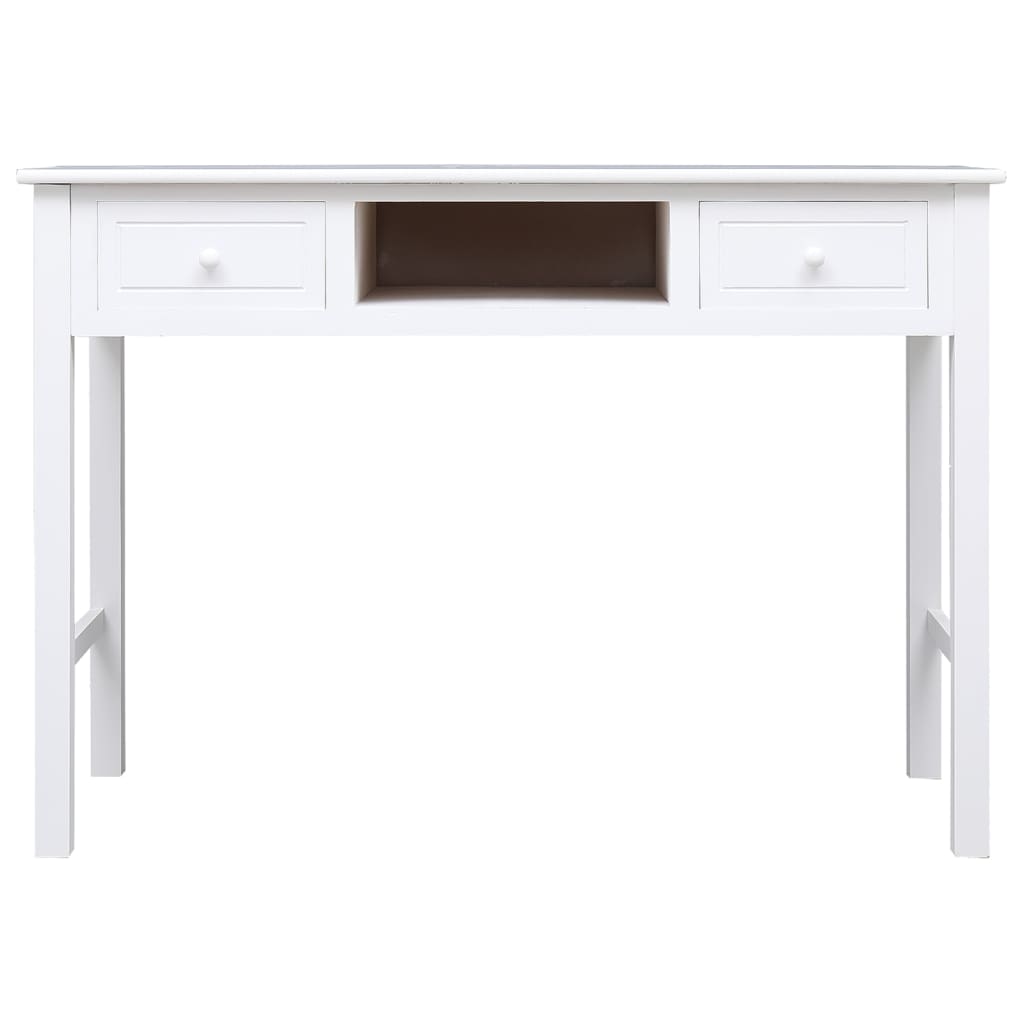  Schreibtisch Weiß 108x45x76 cm Massivholz Paulownia