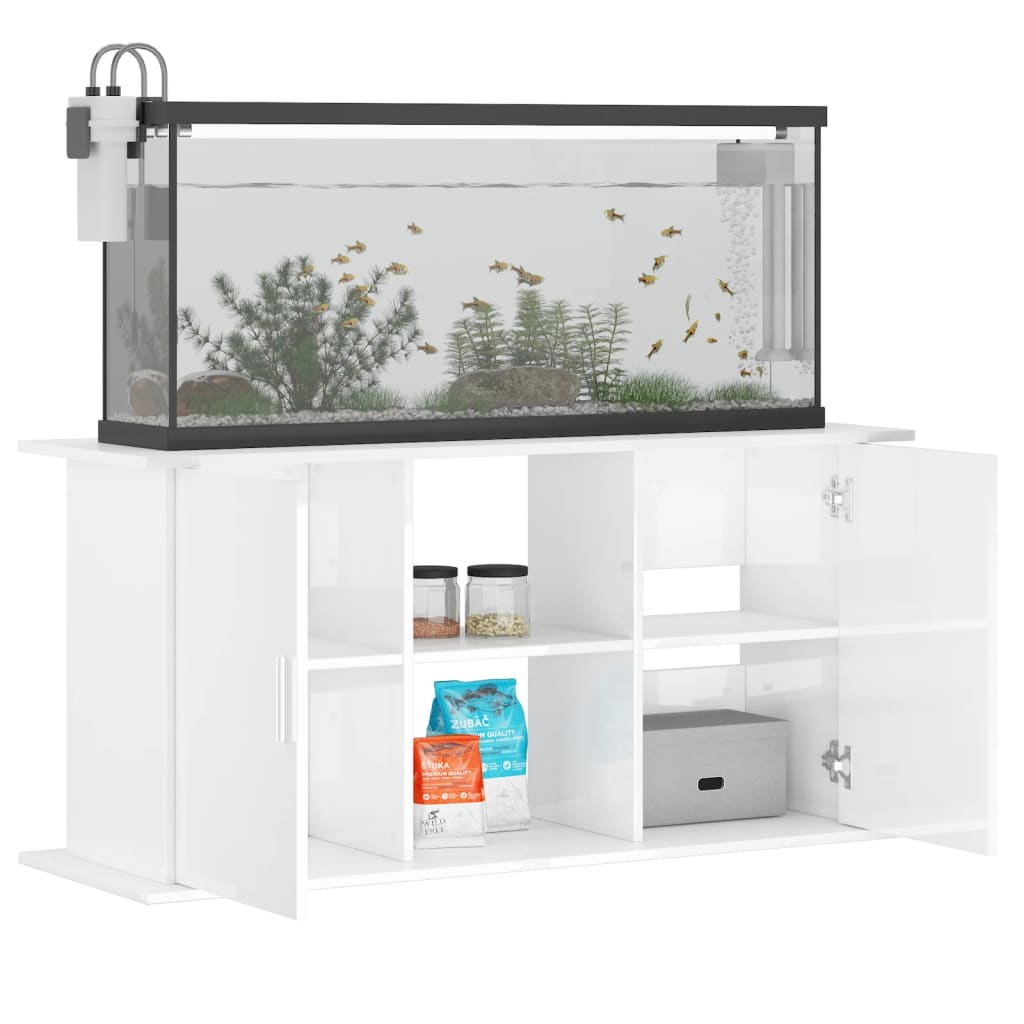  Aquariumständer Hochglanz-Weiß 121x41x58 cm Holzwerkstoff