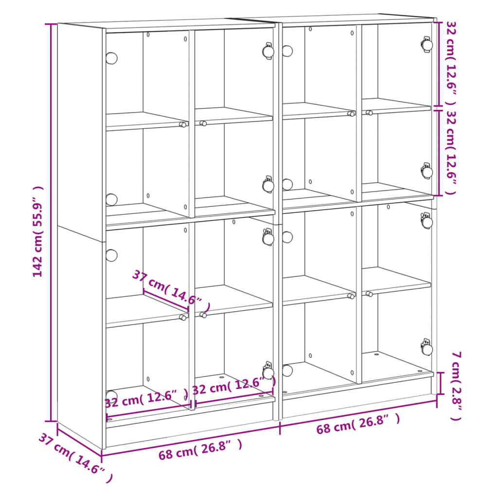  Bücherschrank mit Türen Räuchereiche 136x37x142cm Holzwerkstoff
