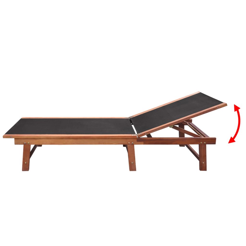  Sonnenliegen 2 Stk. mit Tisch Akazie Massivholz und Textilene