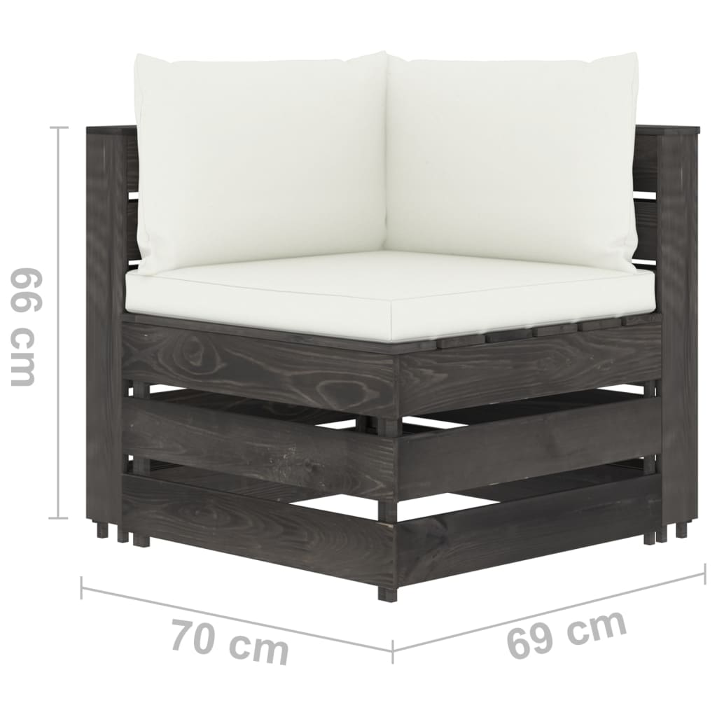  4-tlg. Garten-Lounge-Set mit Kissen Grau Imprägniertes Holz