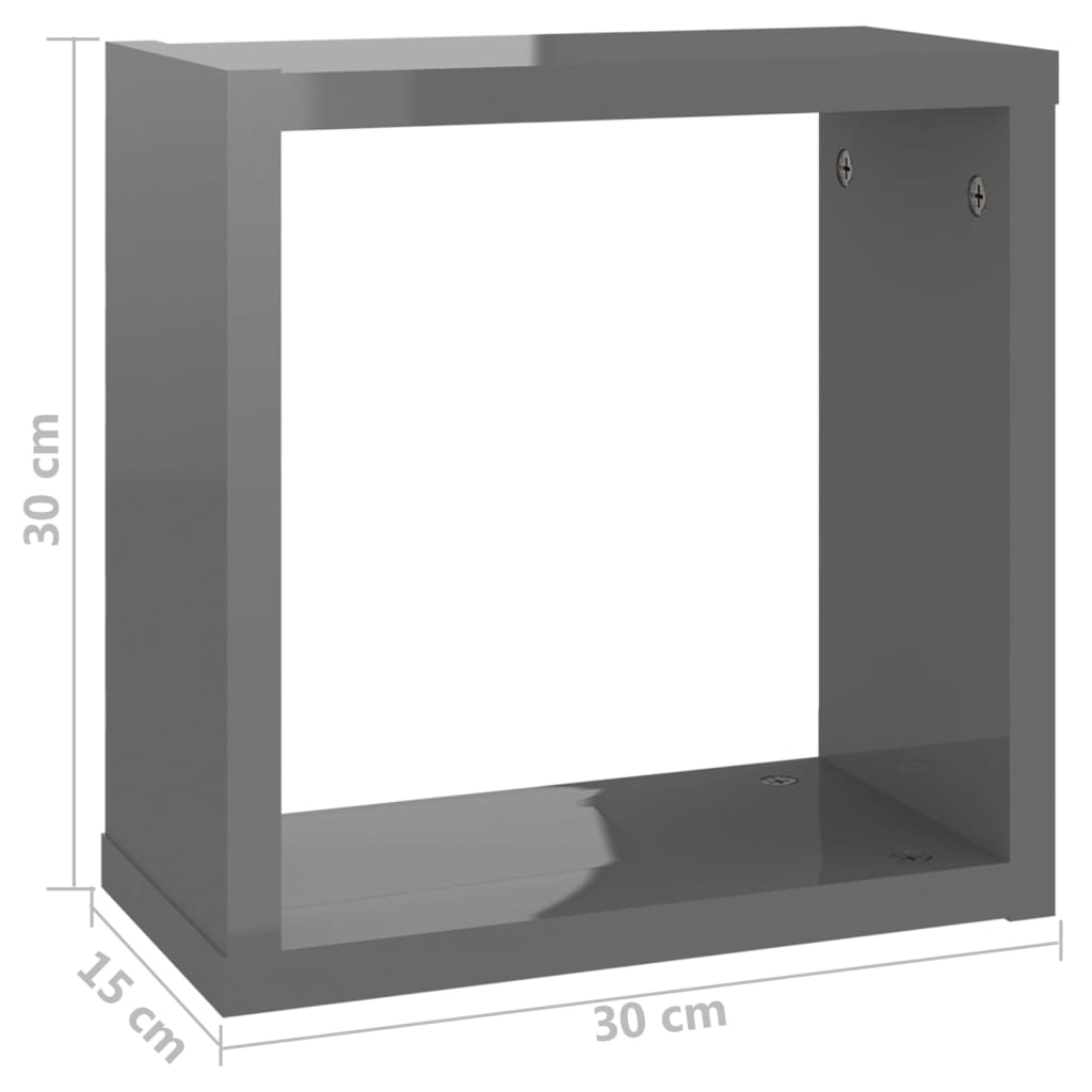  Würfelregale 4 Stk. Hochglanz-Grau 30x15x30 cm