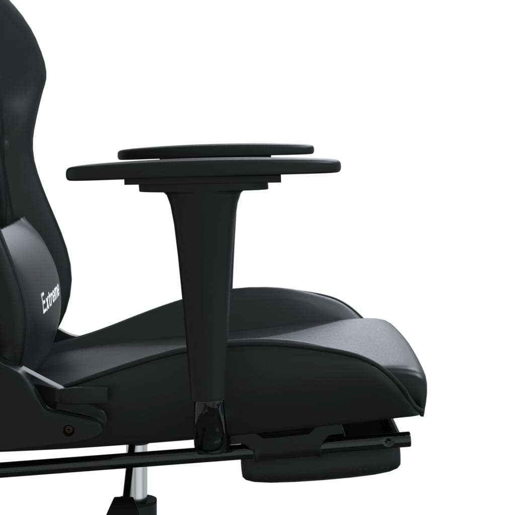  Gaming-Stuhl mit Massage & Fußstütze Schwarz Kunstleder