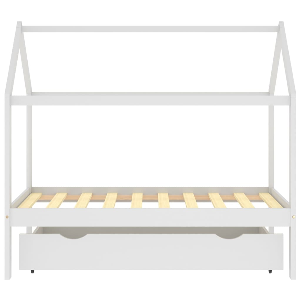  Kinderbett mit Schublade Weiß Massivholz Kiefer 80x160 cm