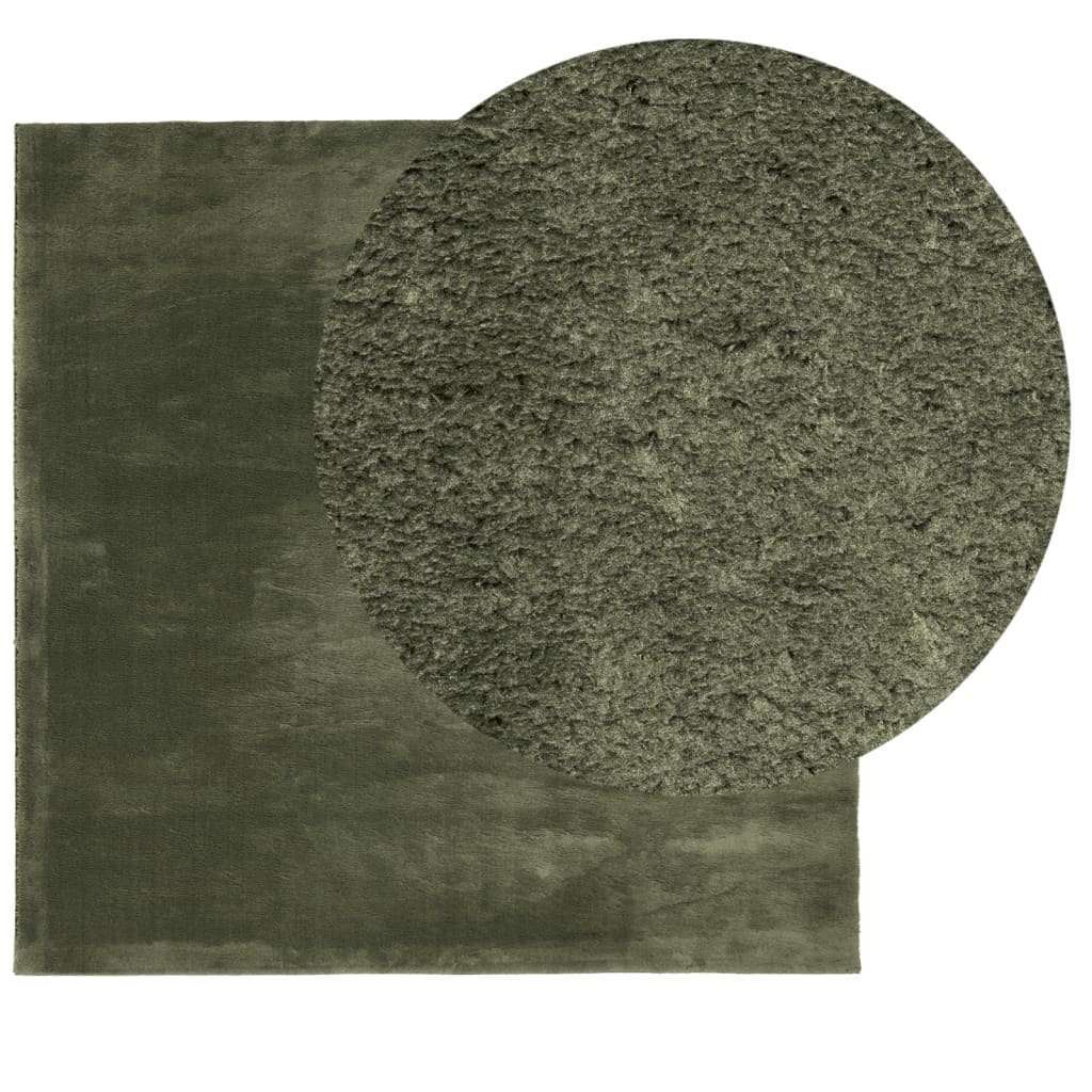  Teppich HUARTE Kurzflor Weich und Waschbar Waldgrün 160x160 cm