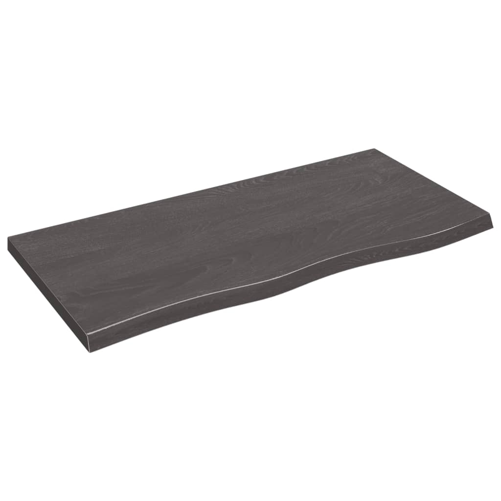  Tischplatte Dunkelbraun 100x50x(2-4)cm Massivholz Eiche