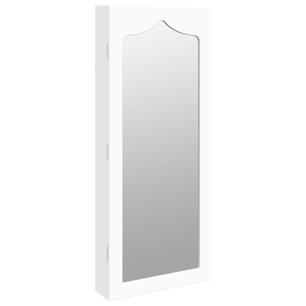 Schmuckschrank mit Spiegel Wandmontage Weiß 37,5x10x90 cm