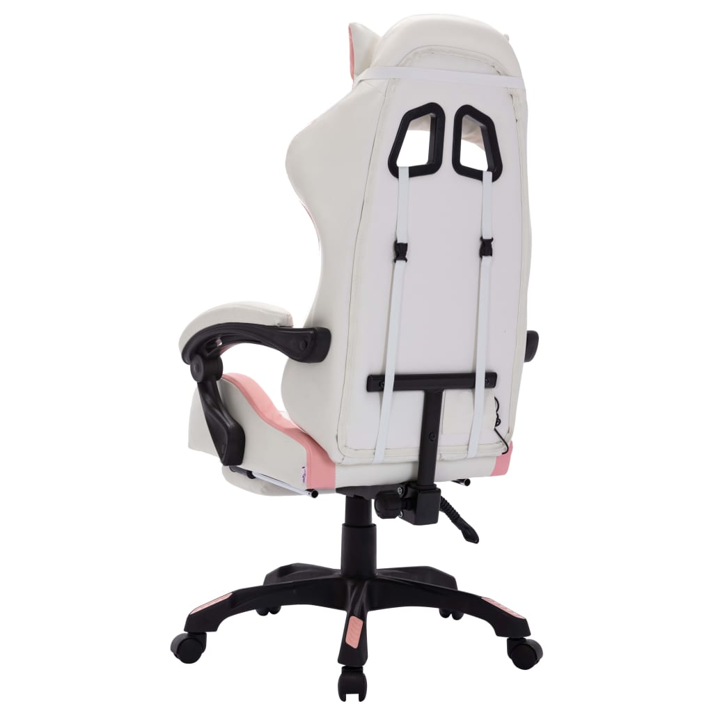  Gaming-Stuhl mit RGB LED-Leuchten Rosa und Weiß Kunstleder 