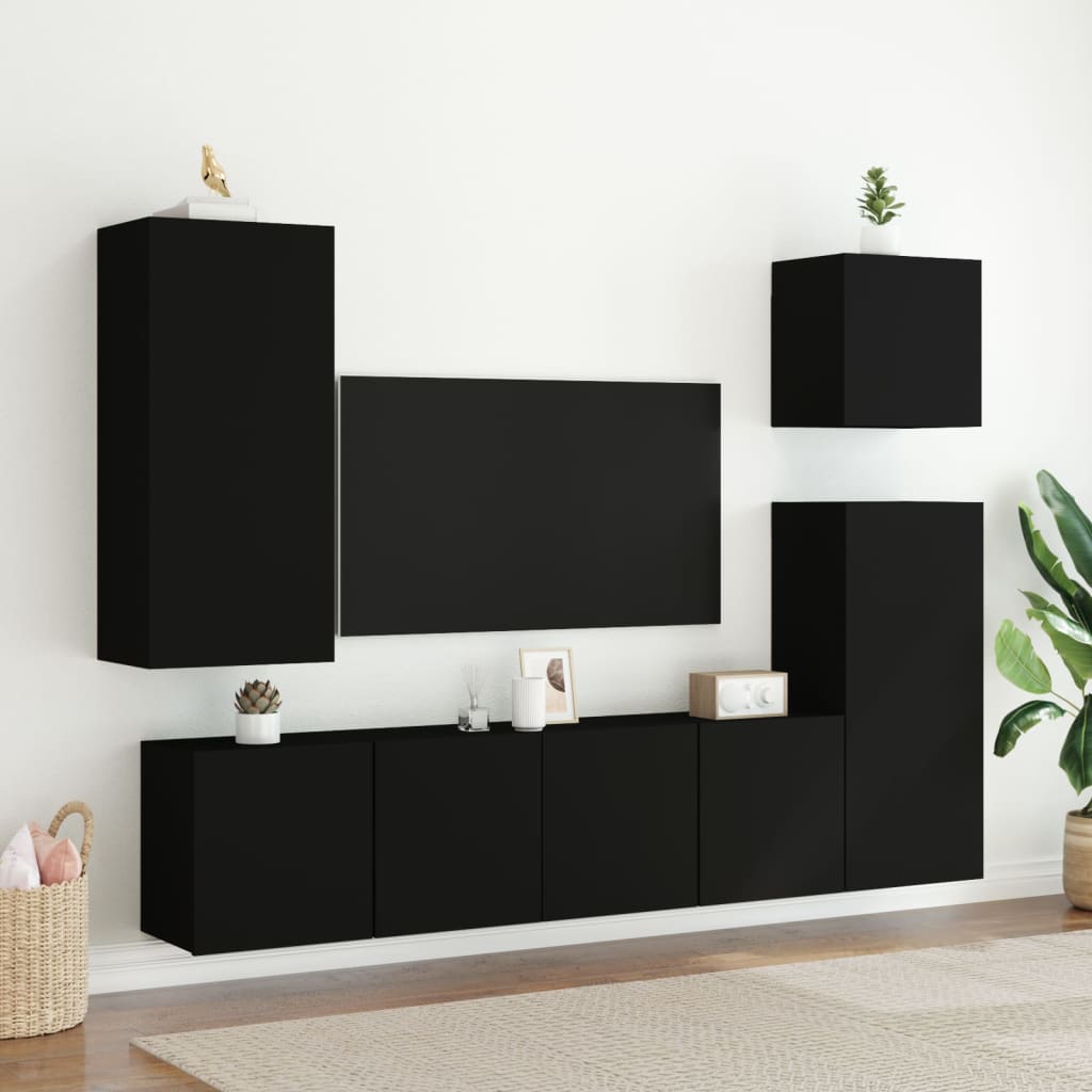  TV-Wandschrank Schwarz 40,5x30x90 cm Holzwerkstoff
