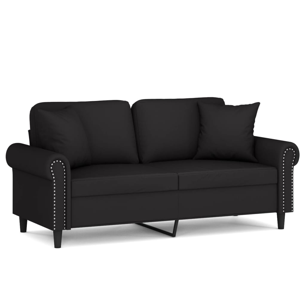  2-Sitzer-Sofa mit Zierkissen Schwarz 140 cm Samt