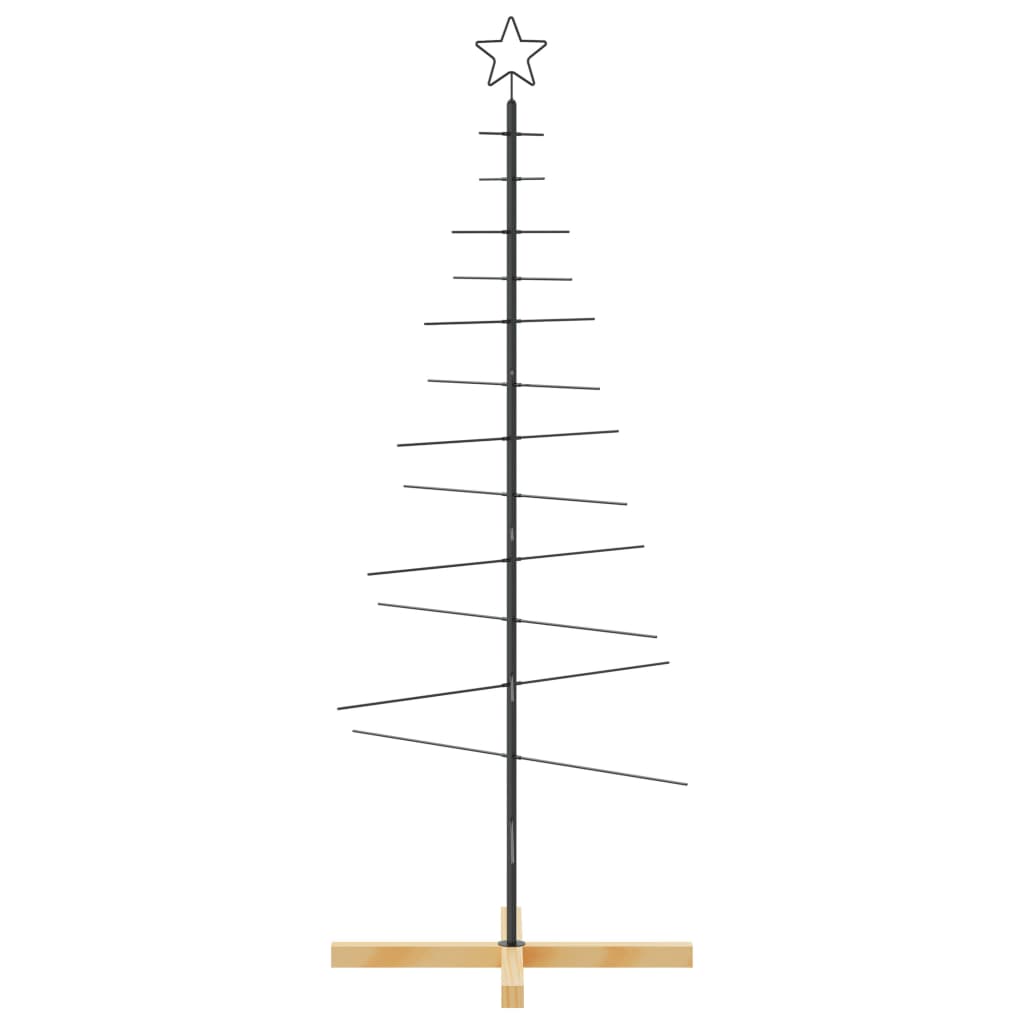  Weihnachtsbaum Metall mit Holzständer Schwarz 150 cm