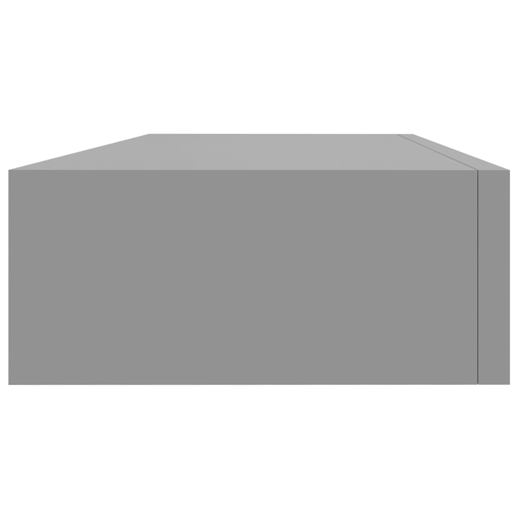  Wandregal mit Schublade Grau 60x23,5x10 cm MDF