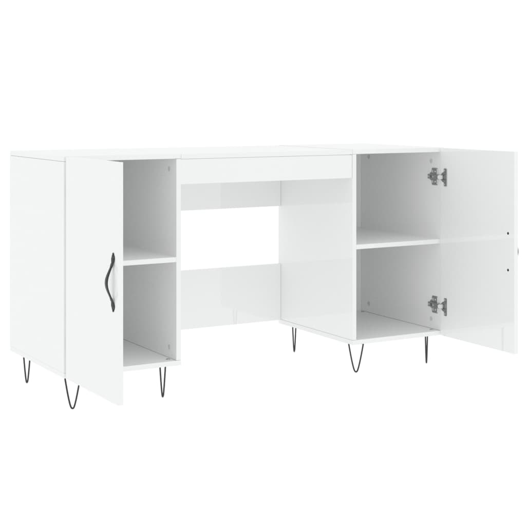  Schreibtisch Hochglanz-Weiß 140x50x75 cm Holzwerkstoff